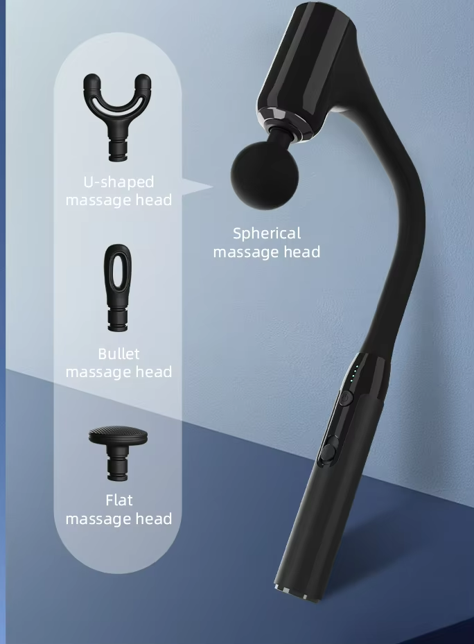 Wireless Electric Massage Hammer with Deep Tissue Muscle Vibration and Multiple-level Adjustment Featuring 4 Massage Heads