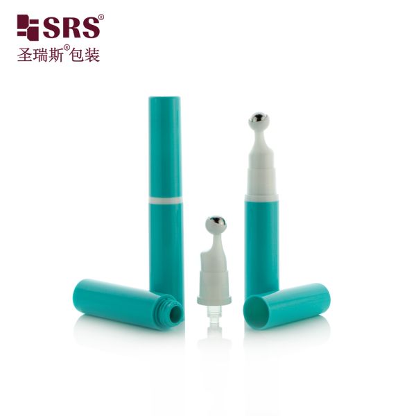 Luxury Plastic 5ml 10ml 12ml 15ml Eye Gel Cream With Metal Ball Airless Plastic Bottle Roller Cosmetic Packaging