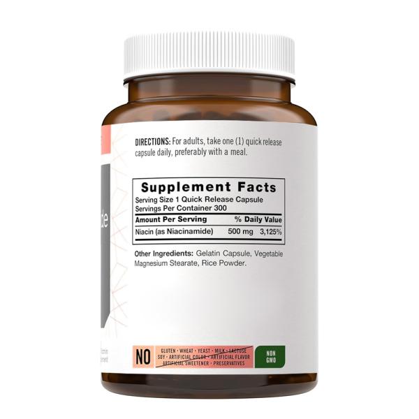 Niacinamide Vitamin B3 Capsules 500mg Immune Support 300pcs Bottle