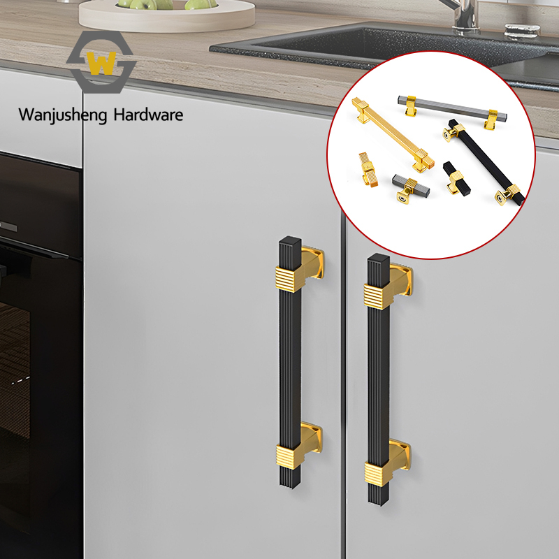 Modern Minimalist Two-Color Cabinet & Wardrobe Handle Perforated Spacing Grooved Aluminum Bar Drawer Pull for Furniture