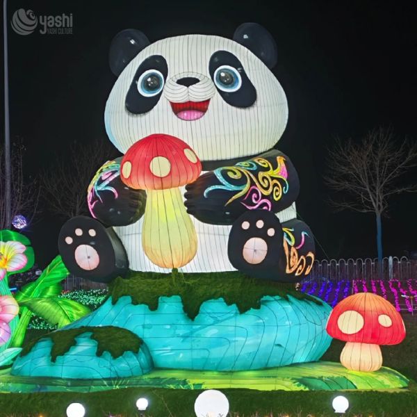 Custom Wildlife Animal LED Lantern Scene, Realistic Fox Light Sculpture with Custom City Sign for Outdoor Park Light Exhibition