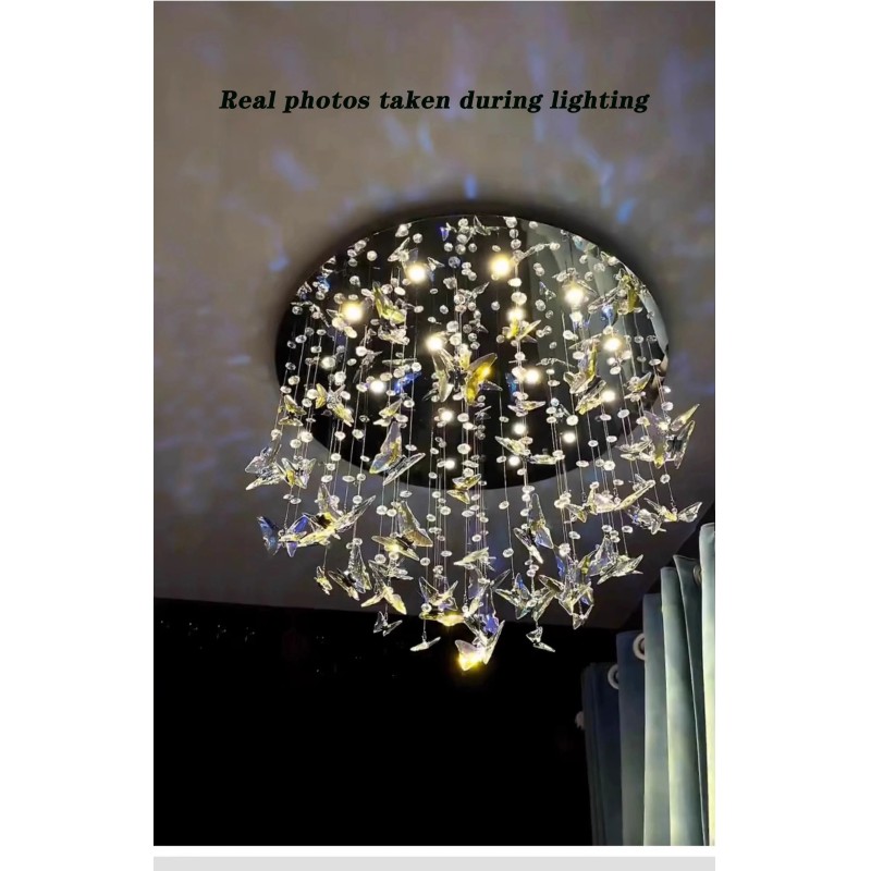 Butterfly Crystal Chandelier Living Room Crystal Staircase Pendant Light Indoor Large LED Lights(WH-NC-165)