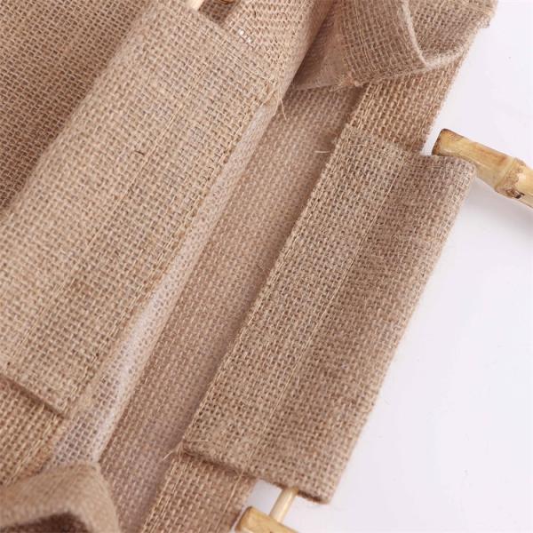 Household Large Cotton Burlap Tote Bag With Leather Handle