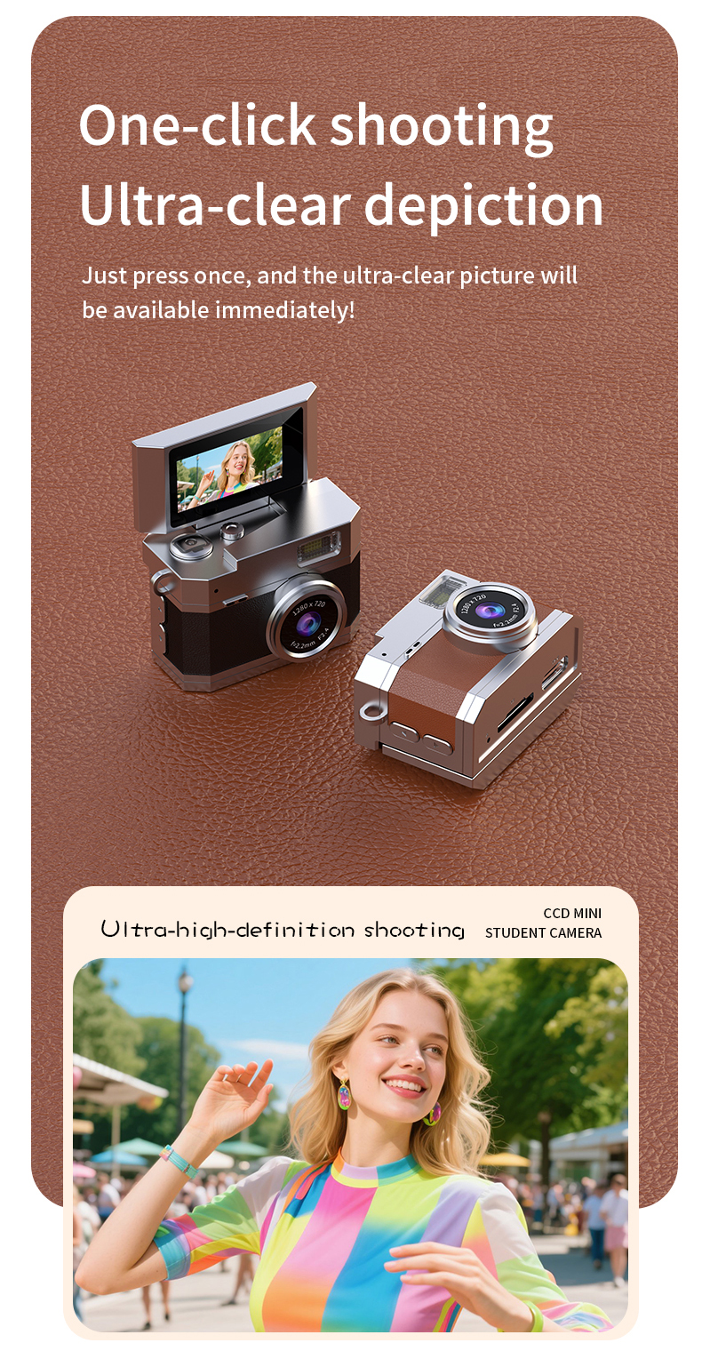 DLC 1080P HD Neck-Wearable Mini Camera - Flip Rotatable Lens, Flash & Filters & Selfie, Portable Fashion Accessory Camera