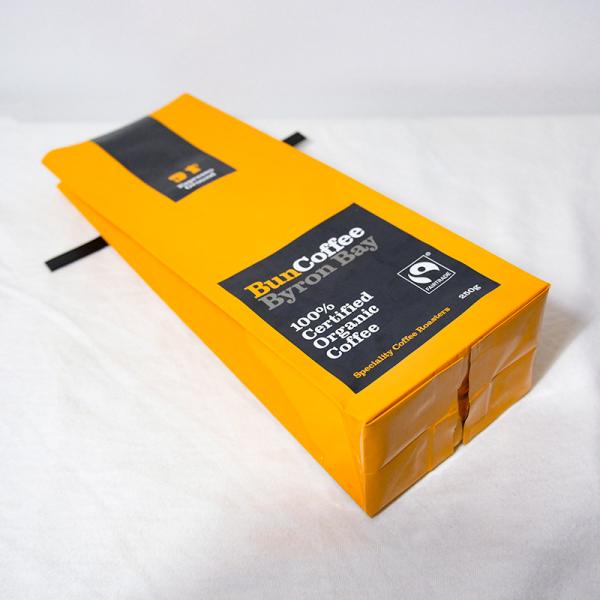 100% Organic Espresso Coffee Stand Up Pouch 250g Flat Bottom Bag With Valve
