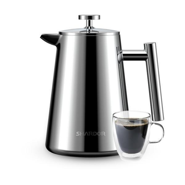 1000ml/34oz Stainless Steel Plunger Coffee Pot Vacuum 13.4*20.5cm