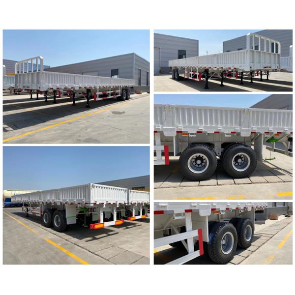 40T 60T Flatbed Cargo Trailer Side Wall Semi Trailer with Wheel Base 7000-8000mm