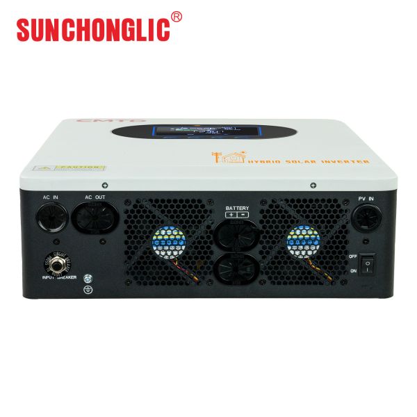 SUN-D This hybrid inverter delivers 5KW of pure sine wave AC power from a 24V system, combining an MPPT solar charger and UPS functionality in a single unit.