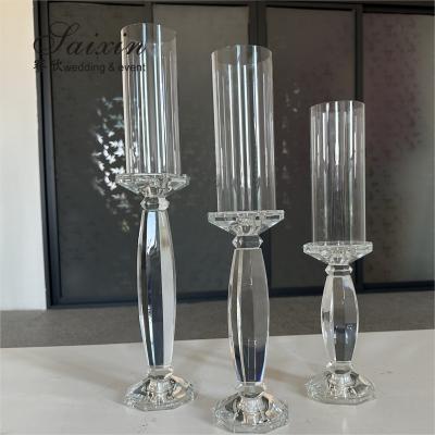 Fornecedor de peça central do casamento Alta Decoração Cristal Candlestick Holder Stand