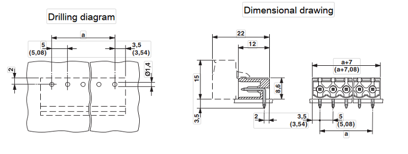 5.08mm PCB Male Header Terminal Block Replacement BCH-508HS-x GN & BCH-508VS-x GN 12A 320V