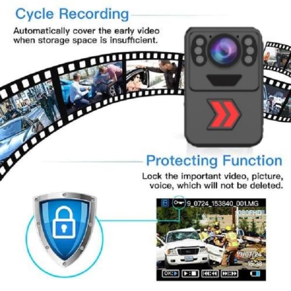 Câmeras vestidas da gravação de vídeo 1296P corpo audio impermeável