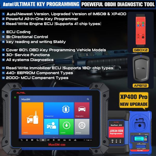Autel MaxiIM IM608 PRO Полная версия Плюс аксессуары IMKPA с бесплатным G-Box2 и поддержкой APB112