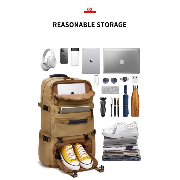 56-77 литров Винтажный холст Ноутбук рюкзак Хаки цвет водонепроницаемость
