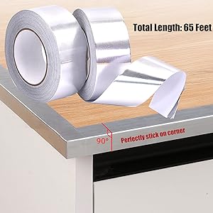 Aluminum Tapes (3.9Mils), 2'*65 Feet Foil Tape, Metal Insulation Tape, Heavy Duty Duct Tape With Adhesive Backing
