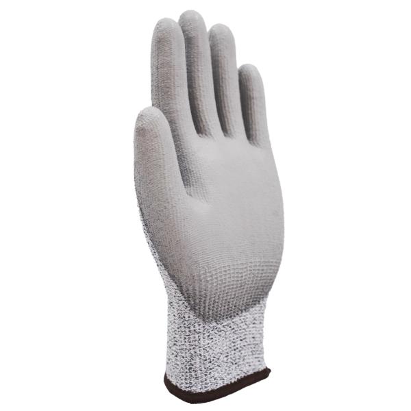 Anti Slip / Cut Resistant 13 Gauge Grey PU Coated Palm Work Gloves For Protection And Customized Design