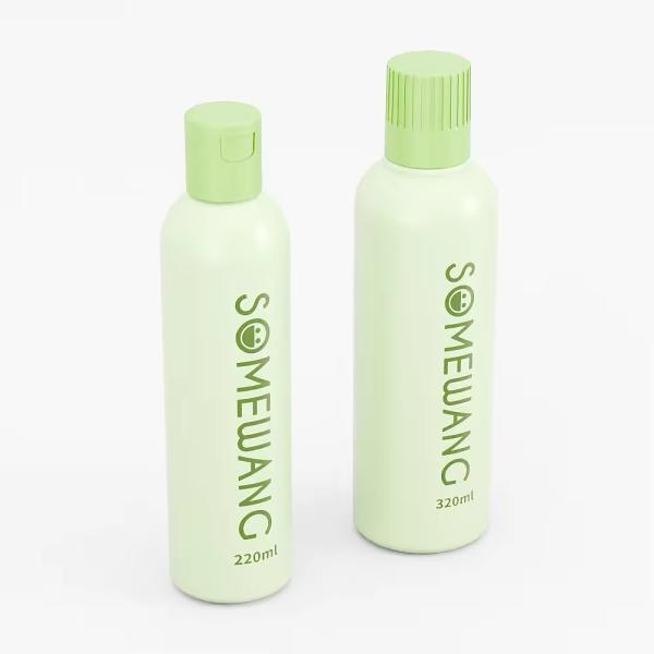 PET Shampoo Conditioner Bottles Green Empty Mouthwash Bottles Oval