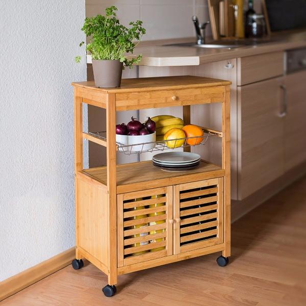 Bamboo Wooden Shoe Rack Cabinet No Wall Mount Non - Flammable With Wheels