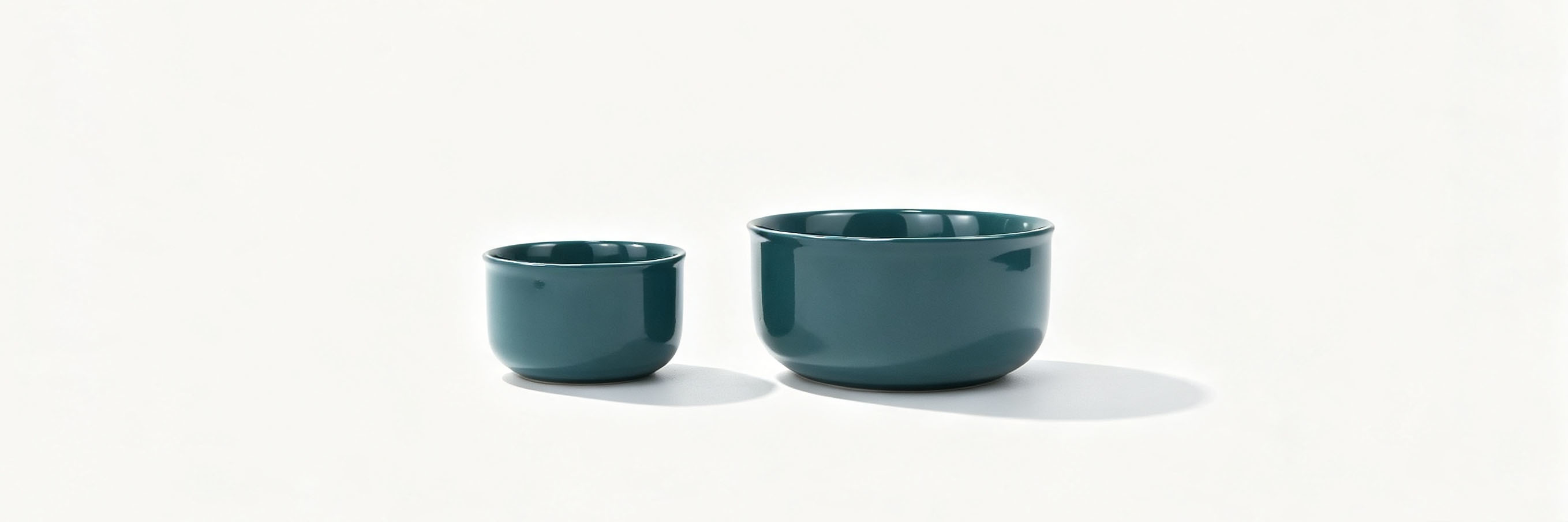 2 Pack Solid Gloss Teal Ceramic Nesting Bowl Set, Stackable Round Deep Stoneware Serving Bowls, Microwave & Dishwasher Safe Modern Minimalist Food Prep & Dining Bowls
