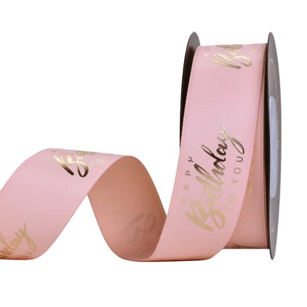 Rainbow colorido embalagem de presentes dupla cara feliz aniversário Satin fita decoração logotipo impresso