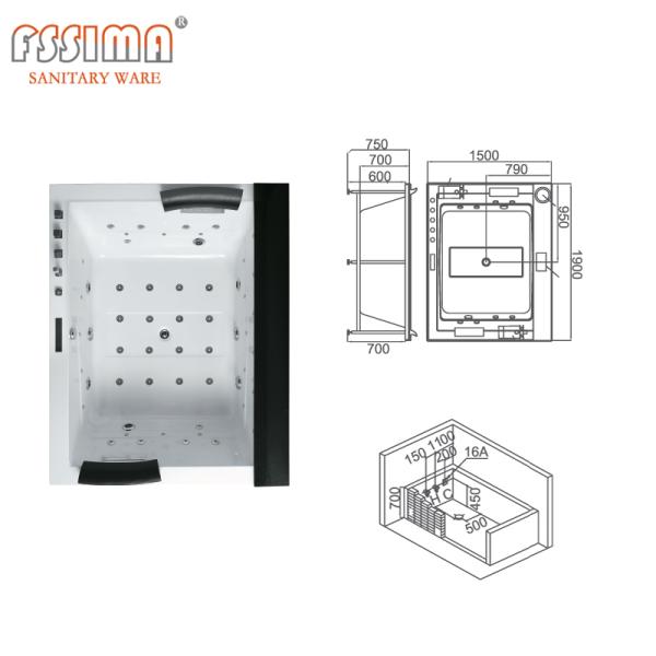 Спа джакузи джакузи ванны водоворота водопада 72 дюймов ленивый