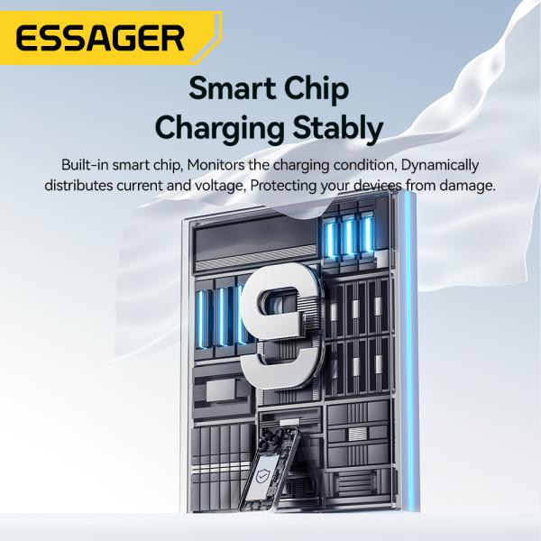 ESSAGER QC 18W Adaptateur Chargeur Rapide USB Gan pour Téléphone Portable et Ordinateur Portable S9-QC18W-GAN