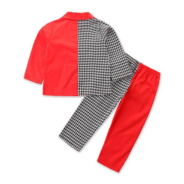 Children'S Outfit Sets Girls Houndstooth Stitching Suit Kids Girls Fashion 2-Piece Set