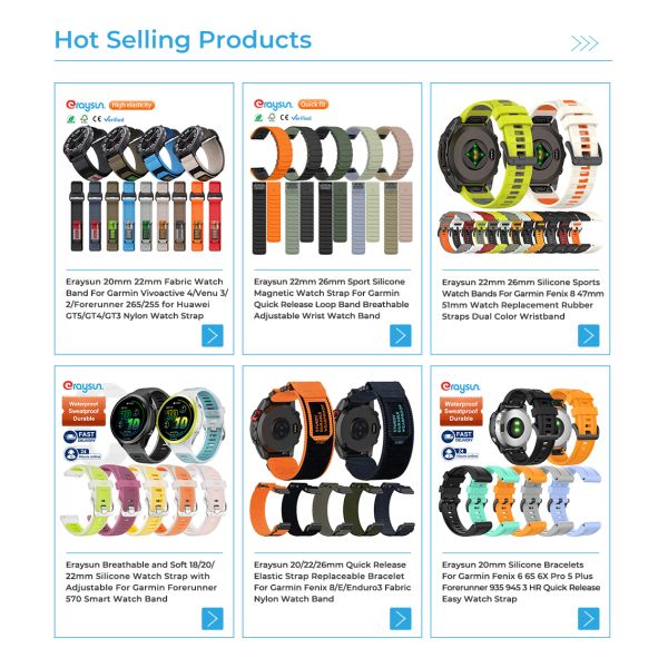 Eraysun Silicone Strap for Garmin Fenix 7S Watch Band Sports Soft Bracelet Solid Color Replacement Breathable Watch Bands