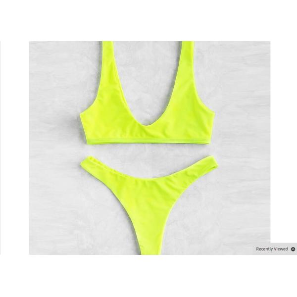 sport neon green sweatshirt Bikini vest with high bottom leg women sets Bikini plain beach swimsuit Sexy swimsuit