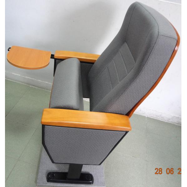 Burlywood High Density Foam Novel Church Hall Chairs With MDF Writing Pad