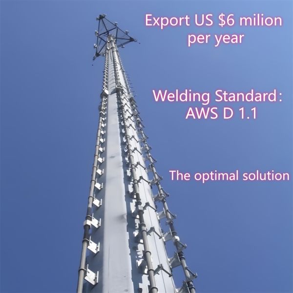Monopole Tower telecom tower constructed from mild and high tensile steel grades with EN 1991-1-4 & EN 1993-3-1 design code for performance
