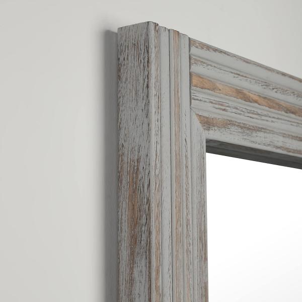 Wooden Spliced Wall Mirror for Bathroom Solid Wood Frame Rustic Farmhouse Vanity Mirror