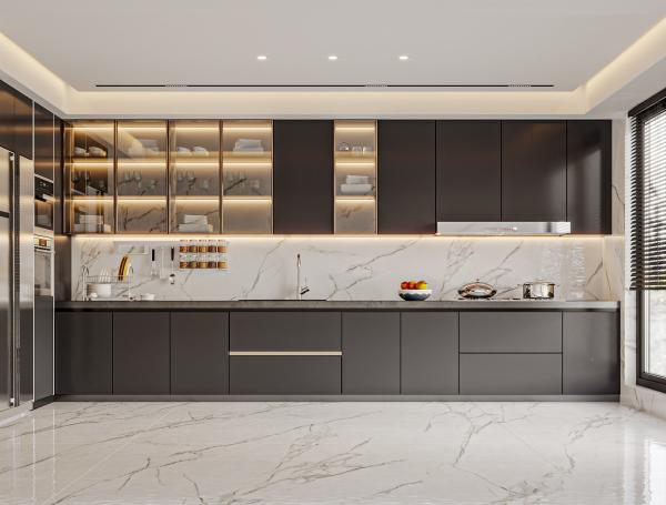 Classical High Gloss Lacquer Kitchen Cabinet with Big Storage