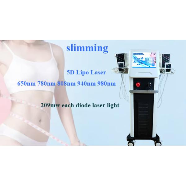 5D Lipo Fat Burner Machine , Diode Lipo Laser Machine 650nm 780nm 808nm 940nm 980nm