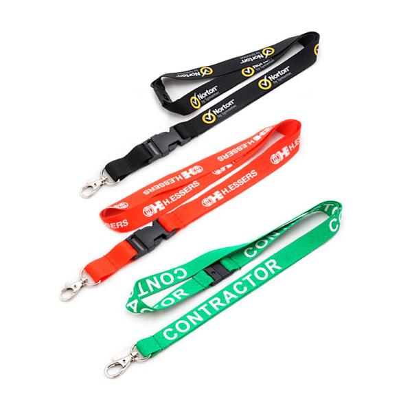 Personalized Breakaway Flat Polyester Lanyard Plastic Woven Pantone Color