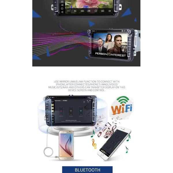4GB RAM Android Auto Double Din Volkswagen Golf Dvd Player Front Camrea Rear Camera