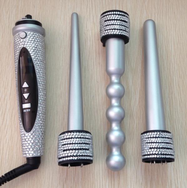 3 in 1 Crystal interchangeable wavy hair curler wand and hair curler set
