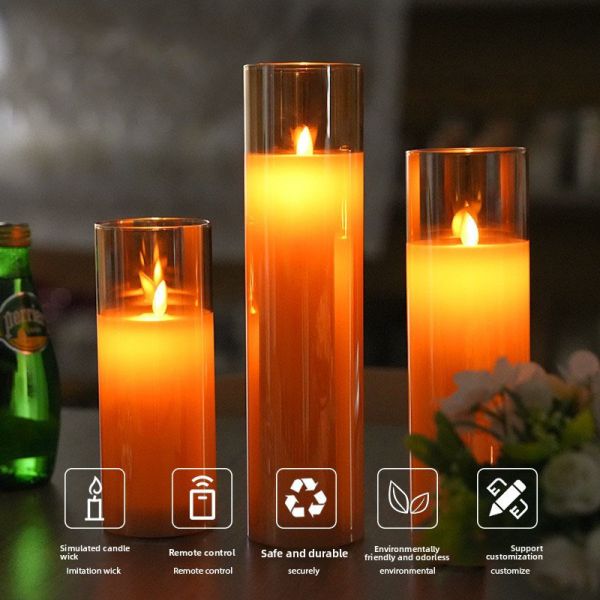 Flameless LED Pillar Candles Polished Flickering Battery Operated Candle For Home Decoration