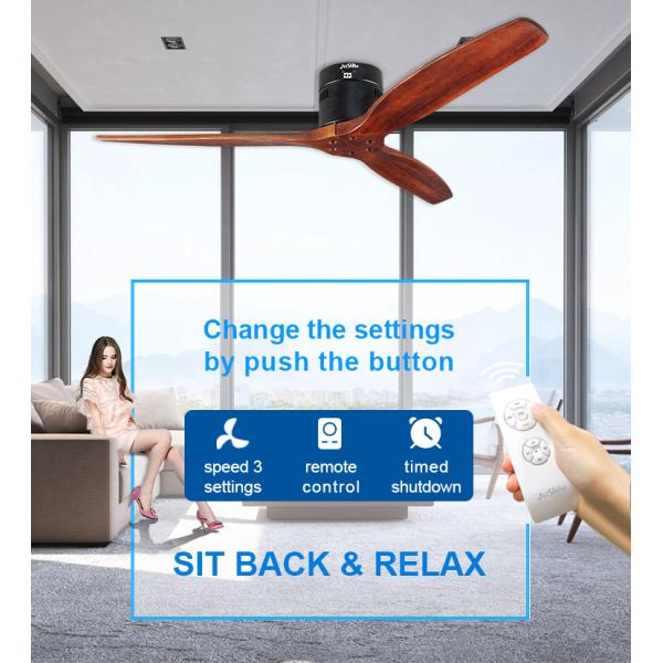 1stshine Moderno nórdico 3 lâminas de madeira flush ventilador de teto temporizador incluído para sótão sala