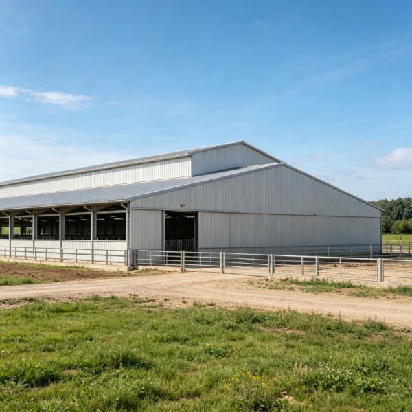 Prefab Steel Structure Cow House for Livestock Breeding Farm Column-Free Ranch Cattle Barn