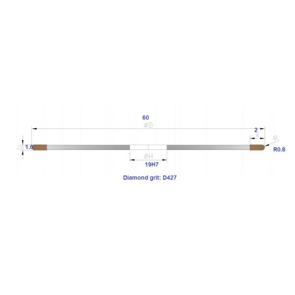 Disco de corte de diamante 1F1 de alta tolerancia de 60 mm para cortar plásticos reforzados