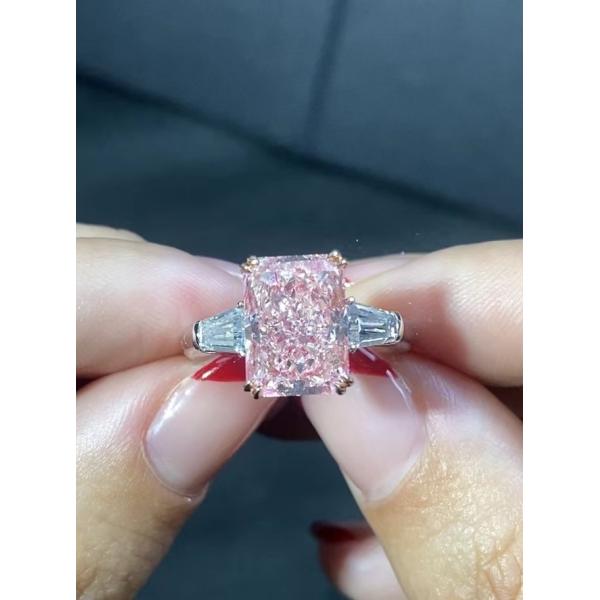 3.1ct Radiant Lab Выросший бриллиантовый кольцо Розовый бриллиант Классические ювелирные изделия для тенниса