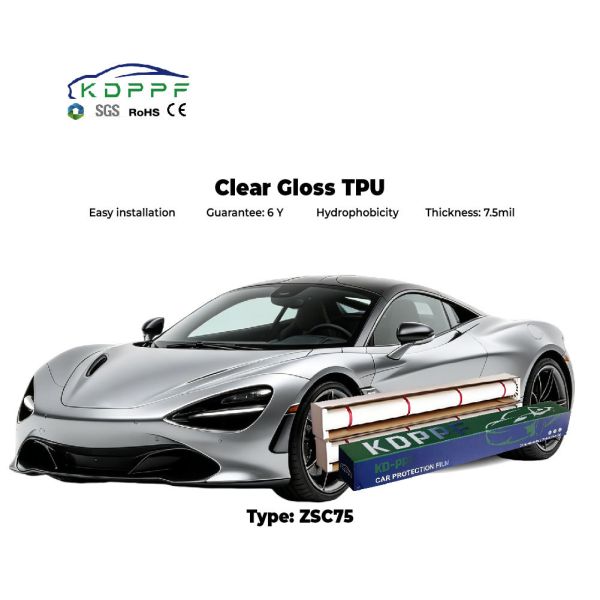 Gloss Paint Protection Film High Tensile 7.5 mil Clear PPF Self Healing ZSC75 TPU Transparent Hydrophobic 6 Years Warranty Car Film Coating Not Crack