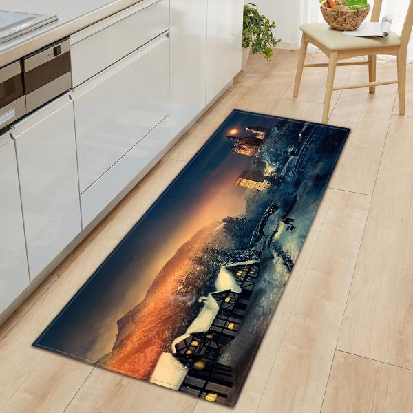 Waterproof Santa Claus Kitchen Floor Mats Carpet For Sofa Area Long Strip