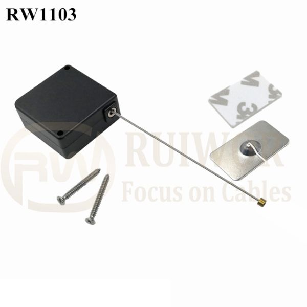 RW1103 Square Retail Security Tether Plus 35X22mm Rectangular Adhesive Metal Plate