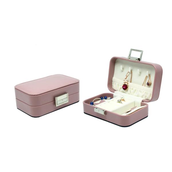 Lightweight Mini Portable Travel Jewelry Box With Handle Many Compartments