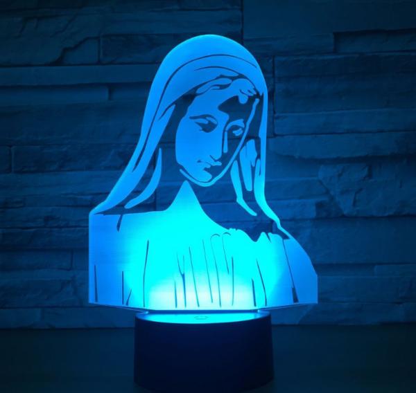 Virgin Mary 7 Colors Change 3D LED Night Light with Remote Control Ideal For Birthday Gifts And Party Decoration