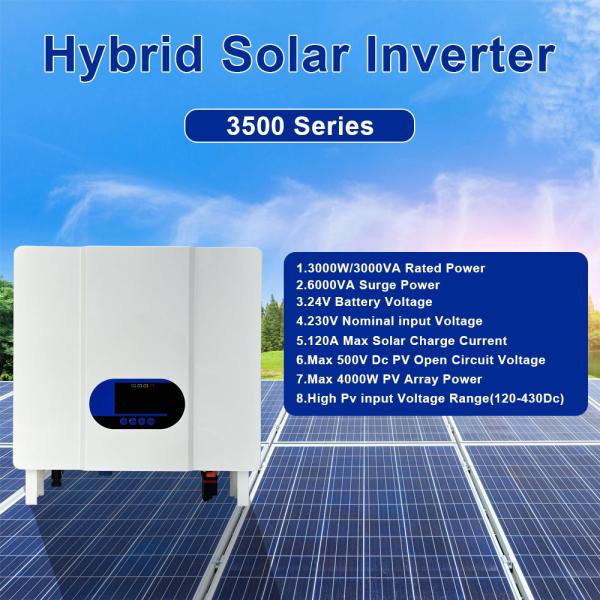 3.5kw Inversor solar para el hogar fuera de la red 24v 3000w fase única 3kw 3kva con controlador Mppt