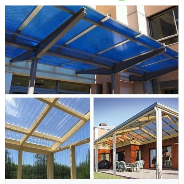6mm to 10mm Blue Polycarbonate Sheet with Multi-Wall Structure for UV Protection and Diffused and Pleasant Ambient Illumination