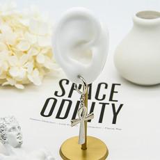 Brincos perfurando Opal Earrings Smooth Surface branco da aro transversal da liga