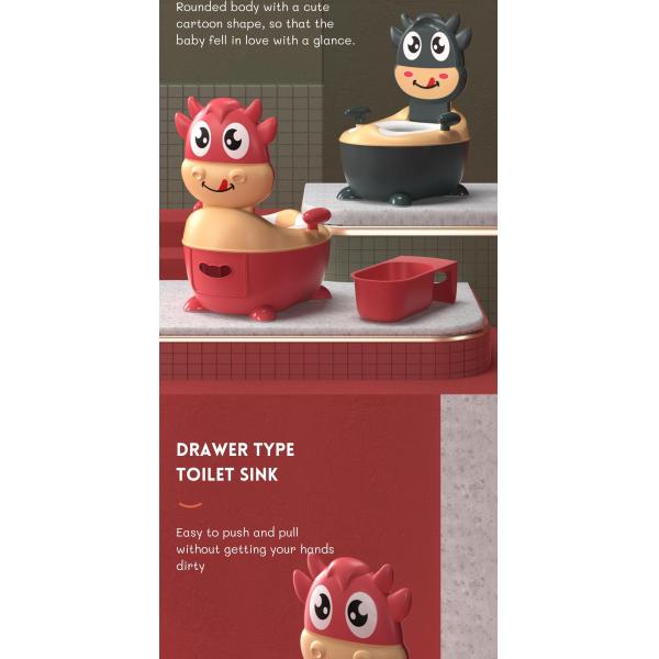 Cow Shape Customized Logo Dark Green Red Potty Training Toilet